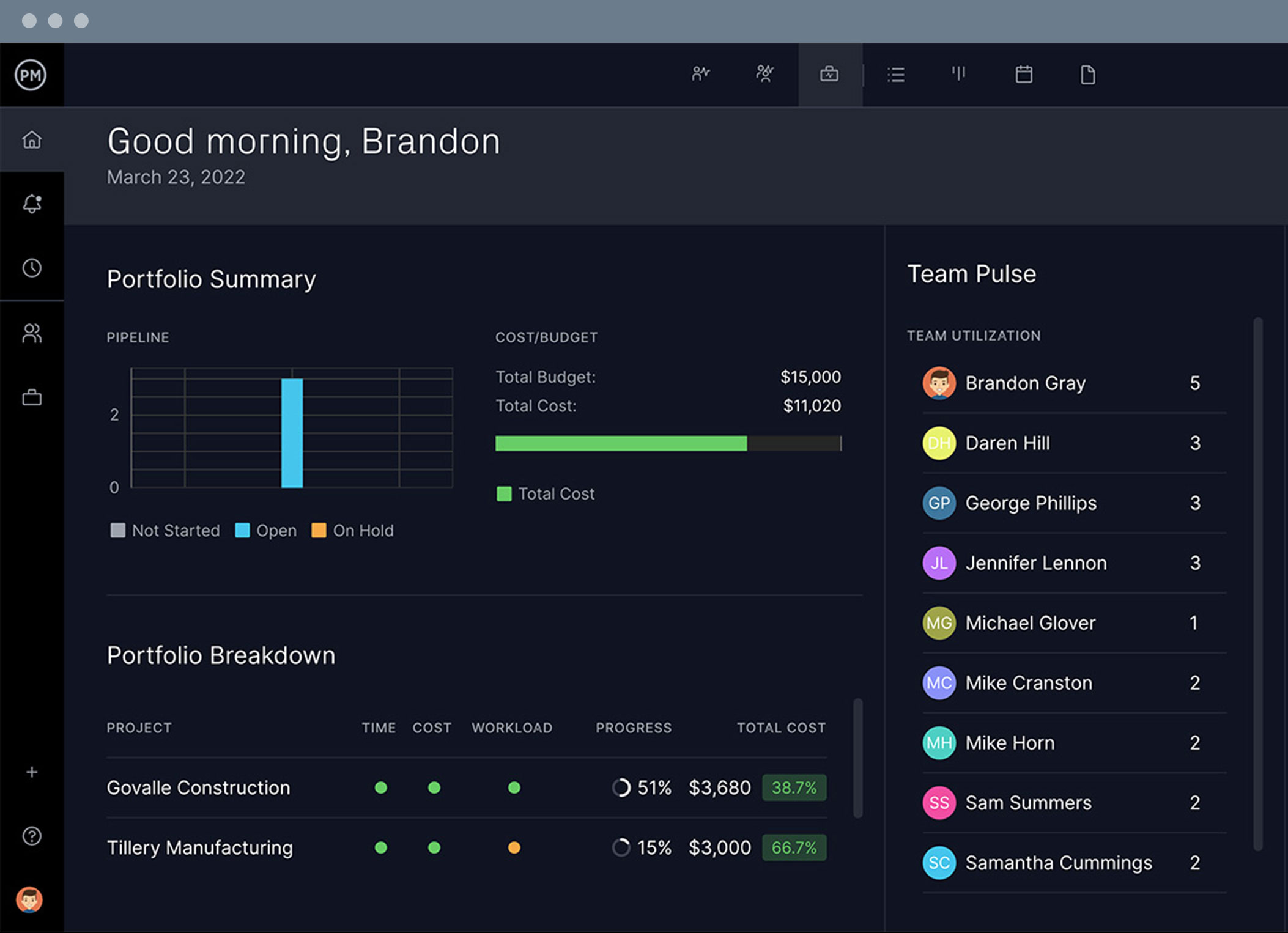 PPM tools with customized dashboards
