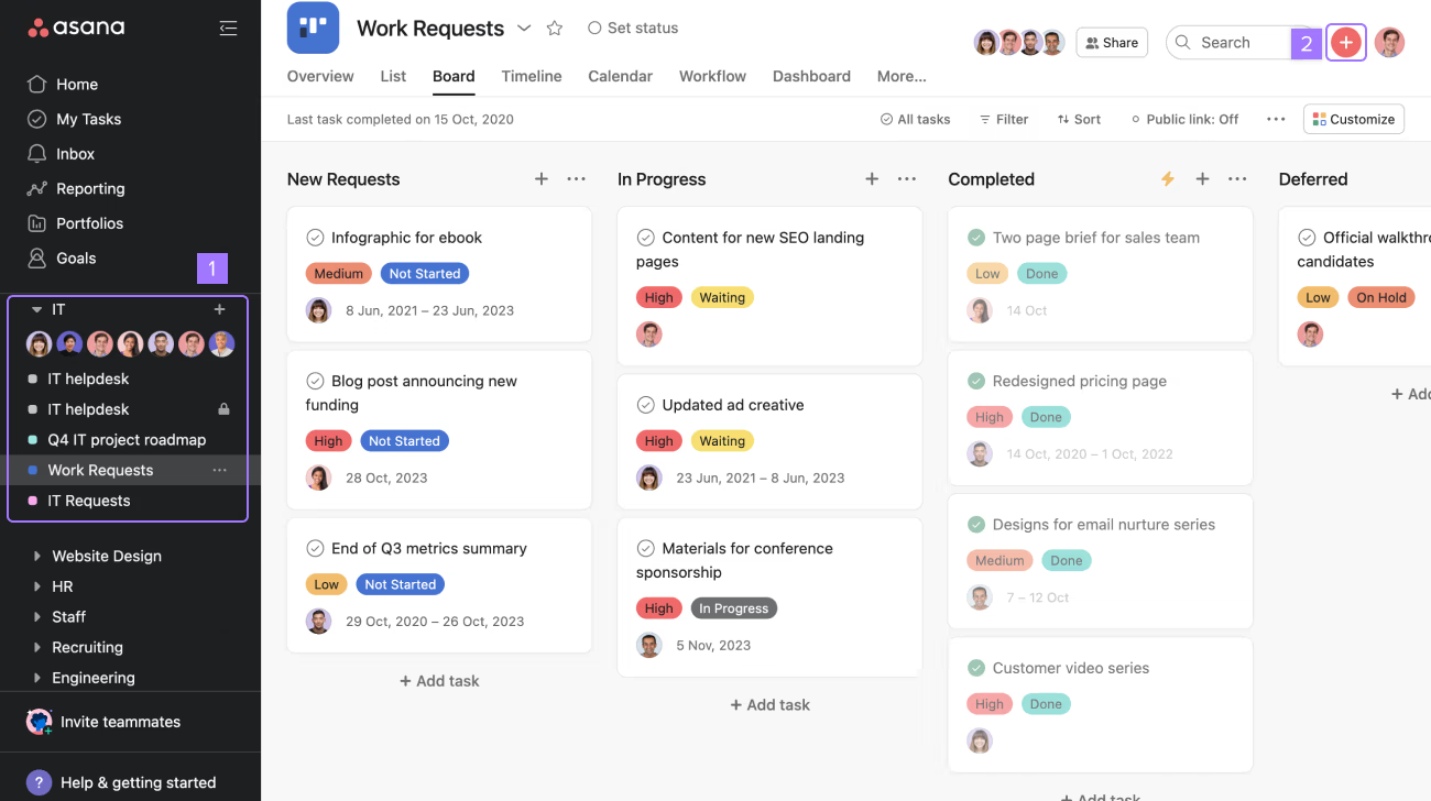 Asana screen
